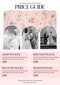 White Floral Photography Price Guide A6 template