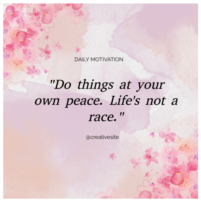 White Floral Pink Flora Watercolor Background Daily Quotes  Instagram Post template