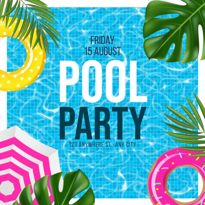 Modèle White Floral Pool Party Instagram Post | PosterMyWall