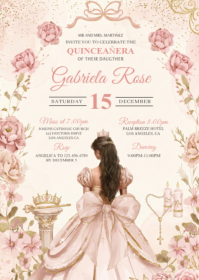White Floral Quinceañera Celebration A6 template
