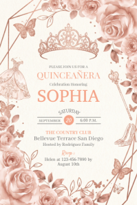 Blanco Quinceañera Celebration 横幅 4' × 6' Template