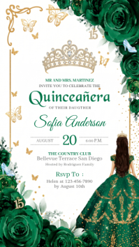 White Floral Quinceañera Celebration Instagram Story template