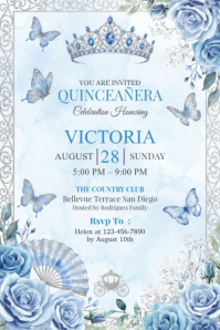 White Floral Quinceañera Celebration Poster โปสเตอร์ template