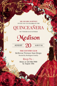 Blanco Quinceañera Celebration 横幅 4' × 6' Template