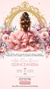 White Floral Quinceañera Invitation Instagram Story Video template