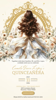 White Floral Quinceañera Invitation Instagram Story Video template