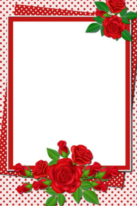 White Floral Red Rose Polka Dot Frame  Poster template