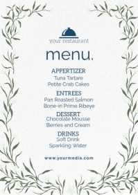 White Floral Restaurant Menu A5 template