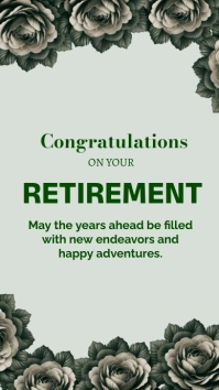 White Floral Retirement Card  Digital Display template