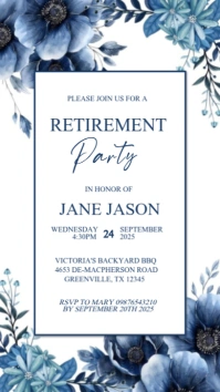 White Floral Retirement Party Flyer  Instagram Story template