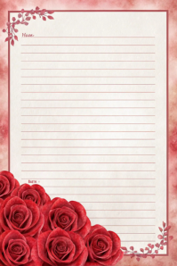 White Floral Romantic Rose Lined Note Page Pinterest Graphic template
