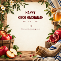 White Rosh Hashanah Celebration Publicación de Instagram Template