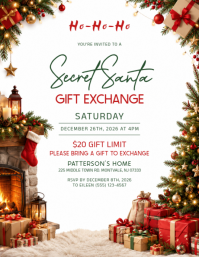 White Secret Santa Invitation Folder Template
