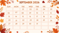 White September 2026 Calendar Miniature YouTube Template