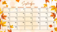 White Floral September Calendar  Presentation (16:9) template