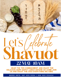 White Floral Shavuot Celebration Flyer Volante (Carta US) template
