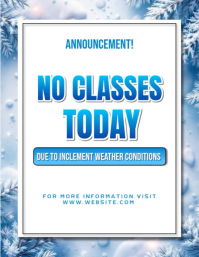 White Floral Snow Day Alert  - Closed Due To Inclement Weather  Flyer (us Letter) template