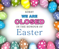 White Floral Sorry We Are Closed On Easter Medium Rectangle สามเหลี่ยมขนาดกลาง template