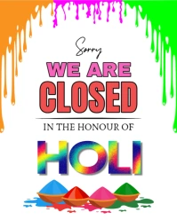 White Floral Sorry We Are Closed On Holi  Instagram Portrait template
