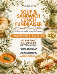 White Soup and Sandwich Fundraiser Flyer Template