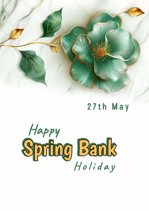 Spring Bank Card Design White Floral Spring Bank Holiday A4 Template | PosterMyWall