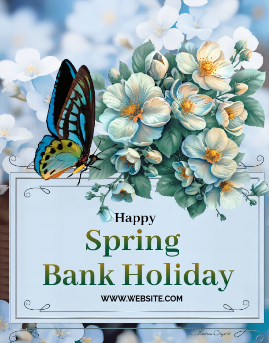 White Floral Spring Bank Holiday  Poster/wallboard Plakat/tablica ścienna template