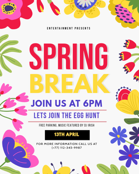 White Floral Spring Break Instagram Portrait template