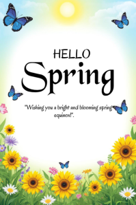 White Floral Spring Equinox Poster template