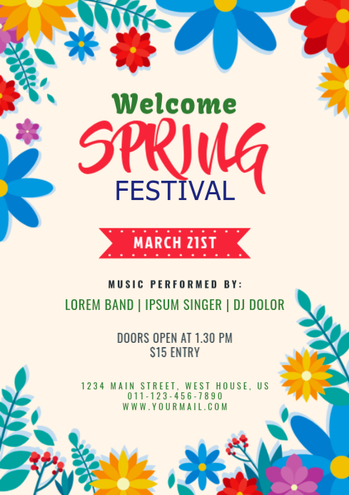 White Spring Festival A4 Template | PosterMyWall