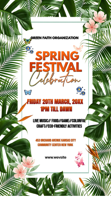 White Floral Spring Festival Celebration Facebook Story Template ...