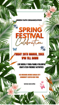 White Floral Spring Festival Celebration Facebook Story template