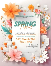 White Floral Spring Festival  Flyer (us Letter) template