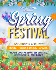 White Floral Spring Festival Instagram Portrait template