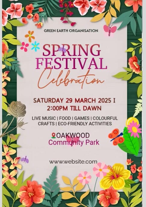 Spring Fest Invitation Copy of White Floral Spring Festival Invitation A4 | PosterMyWall