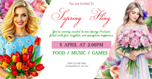 White Floral Spring Festival Invitation Facebook Event Cover template