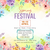 White Floral Spring Festival Persegi (1:1) template