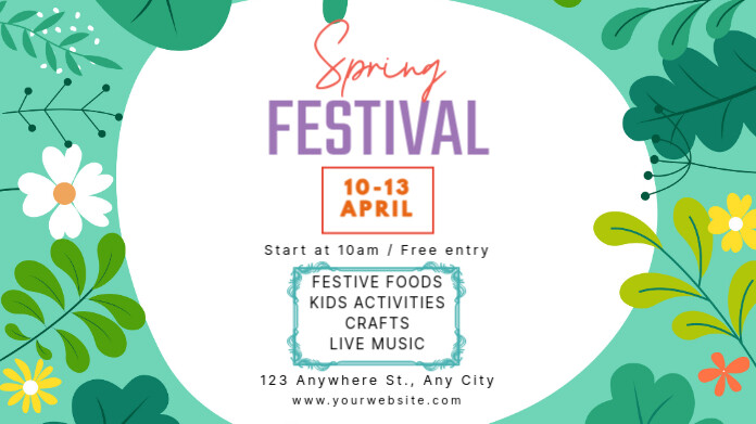 White Floral Spring Festival Pos Twitter Template | PosterMyWall