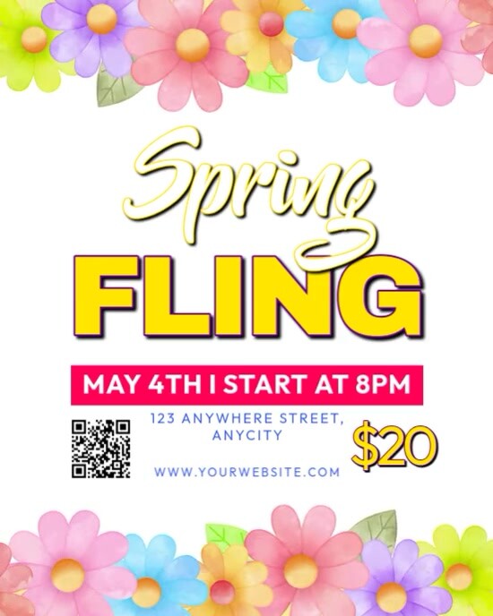 White Floral Spring Fling Instagram Portrait template