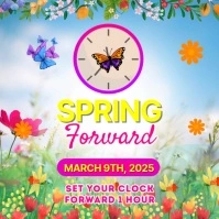 White Floral Spring Forward Pos Instagram Wpis na Instagrama template