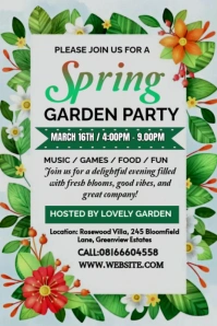 White Floral Spring Garden Party  Pinterest Graphic template