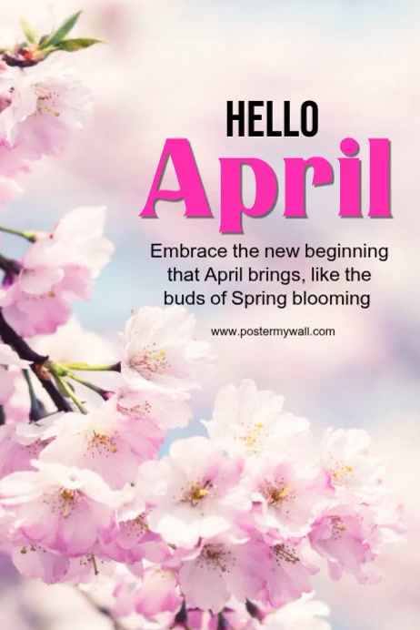 Szablon White Floral Spring Greeting | April greetings | Welcome April ...