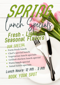 White Floral Spring Lunch Specials A1 template