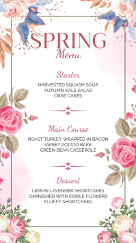 White Spring Menu Pantalla Digital Template