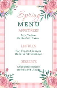 White Floral Spring Menu Tabloid Tablóide template