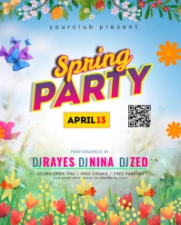 White Floral Spring Party Instagram Portrait template
