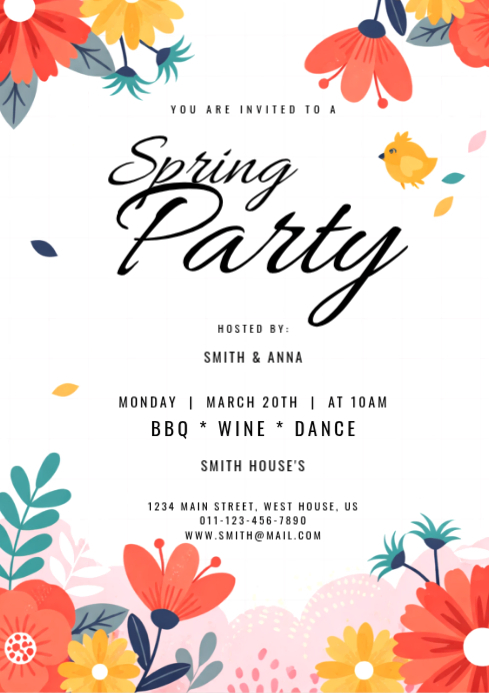 Spring Invatation Spring Party Invitation A4 Template | PosterMyWall