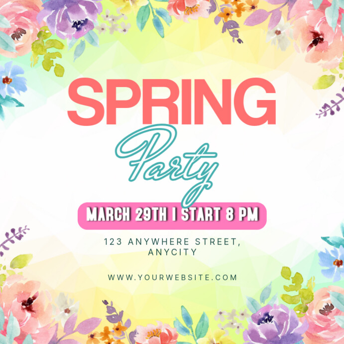White Floral Spring Party Pos Instagram Template | PosterMyWall