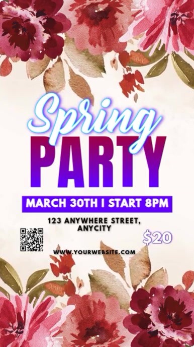 White Floral Spring Party Reel Instagram template