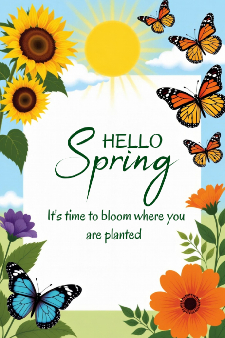 White Floral Spring Poster Template | PosterMyWall