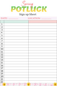Spring Potluck Sign-up Flyers Template | PosterMyWall